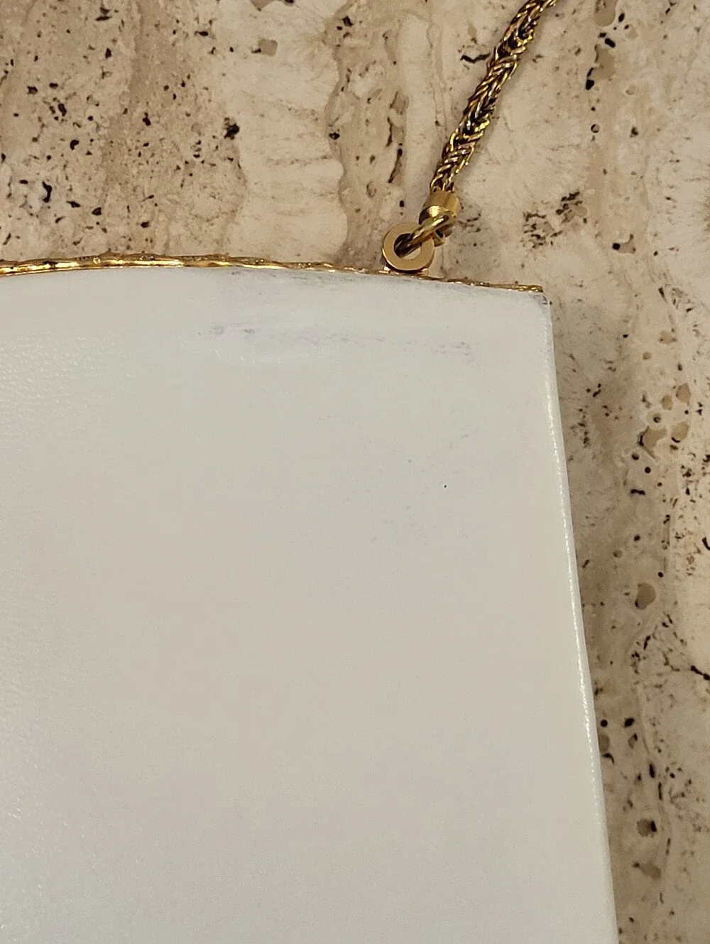Kawasaki Kojima Mid-Century Winter White Hard Shell Evening Bag Rare